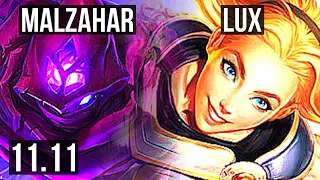 MALZAHAR vs LUX (MID) | 2.7M mastery, 900+ games, 6/3/16 | KR Master | v11.11