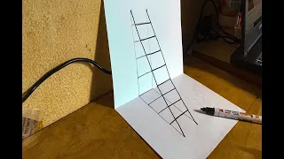 How to draw 3D Ladder - Easy Optical illusion