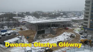 Olsztyn XII 2023. Dron 4K. Dworzec Olsztyn Główny