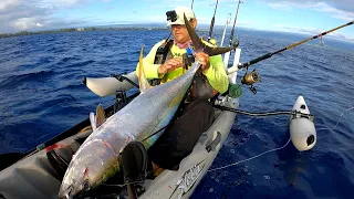 Hawaii Kayak Fishing: Chasing Birds for Big Shibi (Yellowfin Tuna)!