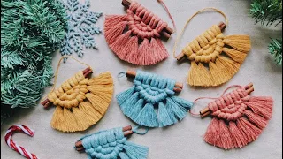 CINNAMON STICK CHRISTMAS ORNAMENTS // car charm // semi lunar macrame / easy tutorial DIY tree decor