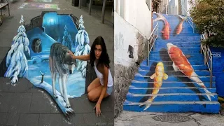 Most Amazing 3D Street Art Illusions That Will Blow Your Mind | Creative 3D Street Chalk (part 1)