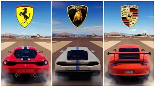 BATTLE ! | Ferrari 458 Speciale vs Lamborghini Huracan vs Porsche 911 GT3 RS | Forza Horizon 3