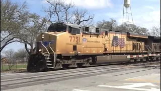 Union Pacific 7751 C45ACCTE, 5746 & 5416 C44ACTE Freight Train in Sugar Land, TX. with Wayside horns