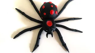 ♥️ Clay art - how to make a spider/ makadi | red back spider / model craft tutorial. easy DIY