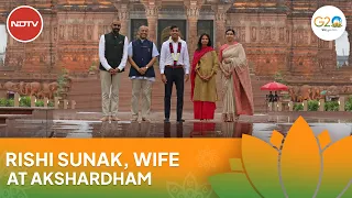 G20 Summit 2023 Day 2 | Rishi Sunak, Wife Akshata Murty Visit Akshardham Temple Amid Heavy Rain