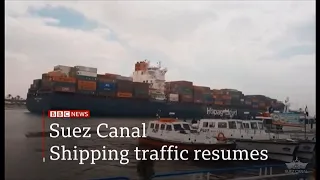 Suez Canal reopens after giant stranded ship is freed (Egypt) - BBC News - 31st March 2021