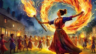 Вогняні пої     ||     Performer with fire poi