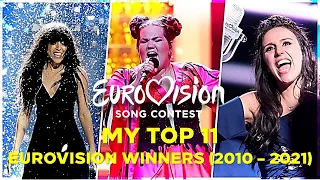 Eurovision Song Contest winners (2010 - 2021) - MY TOP 11