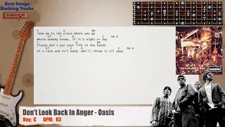 🎸 Don't Look Back In Anger - Oasis MAIN Guitar Backing Track with chords and lyrics