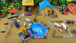 DIY Tractor Farm Diorama with Horse Shed, Pig, Chicken Coop | Mini Fish Pond - Supply Water Pool #54