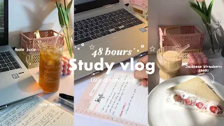 48 hrs study vlog ༘˚⋆𐙚｡📓 | notes taking, making Japanese strawberry sando 🍓& more.. ft.galacsea