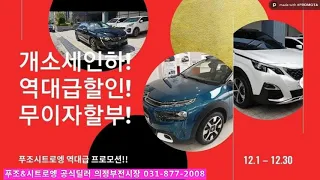 개별소비세 인하 마지막 기회!! 푸조시트로엥 연말 최대프로모션!!