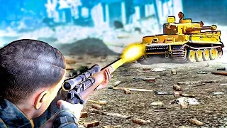 American Sniper Spy Destroys a WW2 German Tiger Tank in Sniper Elite V2 Remastered!