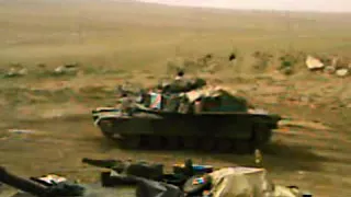 US Army M1 Abrams Firing Main Gun in Iraq 2006