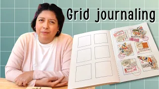 Grid journal ideas 🟥 Playing with paper scraps