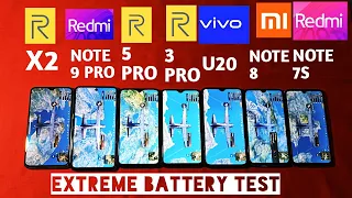 Redmi Note 9 Pro vs Redmi Note 8 vs Realme X2 vs Redmi Note 7 Pro vs Vivo U20 | Battery Drain Test