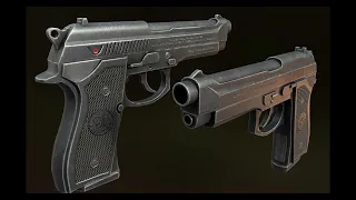 Substance Painter - Beretta 92 Gun Realistic Texturing Timelapse