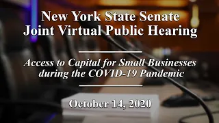 NYS Senate Joint Public Hearing: Access to Capital for Small Businesses during the Pandemic-10/14/20