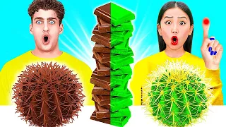 CHOCOLATE FOOD VS REAL FOOD CHALLENGE || 100 Layers of Yummy Battle for 24 hours by GiGaZoom