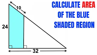 Find Area of the Blue Shaded Region in the right triangle | Important Geometry skills explained