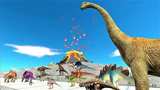Dinosaur volcano climbing race. Watch out for the lava that falls! | Animal Revolt Battle Simulator