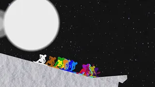 Stickman snowboarders survival race in Algodoo 2