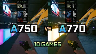 Arc A750 8GB vs A770 16GB | Test in 10 Games | 1080P & 1440P