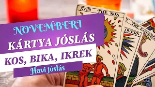 NOVEMBERI kártyajóslás, Kos, Bika, Ikrek #jóslás #tarot #cigánykártya #oktober #csillagjegyek