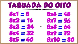 Tabuada do 8 (OITO)║Ouvindo e Aprendendo a tabuada de Multiplicação por 8『Tabuada do OITO』