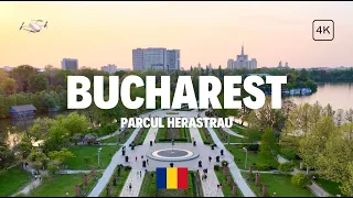 Bucharest Romania | Parcul Herastrau | Vedere apus de soare | Lac | Drone Video 4K Ulta HD