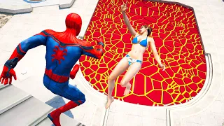 Spiderman Jumping into Lava Pool! - GTA 5 Water Ragdolls Ep.81 (Euphoria Physics)