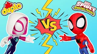 Who Will Win? Spidey vs Ghost Lego Duplo Web HQ Build Challenge | Spidey and His Amazing Friends