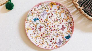 Decoupage on plate || Diy wall hanging plate || decoupage on ceramic plate