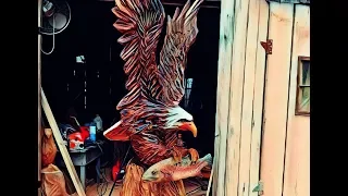 Chainsaw-Carved Eagle Statue