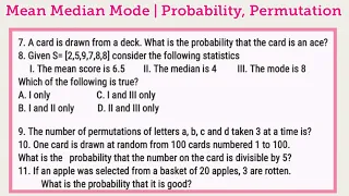 Mean Median Mode | Probability Permutation [CSE LET NAPOLCOM UPCAT PHILSAT Entrance Math]