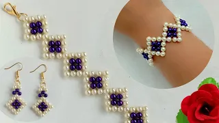 How to make simple beaded bracelet || Beaded bracelet making tutorial || easy bracelet and earrings