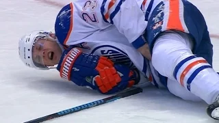 Hockey player gets hit in nuts with hockey puck
