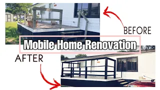 MOBILE HOME RENOVATION ✨|| Deck transformation || DIY ON A $200￼ Budget
