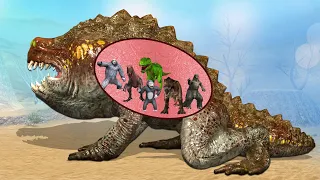 Giant Frog vs Gorilla Dinosaur Godzilla || Tyrannosaurus Rex Scarface Velociraptor Funny video