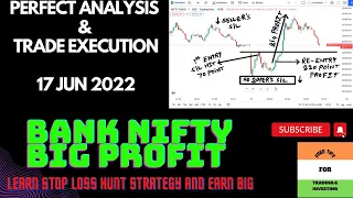 BANK NIFTY LIVE TRADE. BIG PROFIT STRATEGY.  LEARN A STOP-LOSS HUNT STRATEGY AND EARN BIG.17JUN 2022