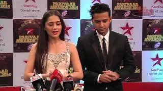 Vatsal and Sanjeeda aka Shaurya and Durga at Star Parivaar Awards 2014