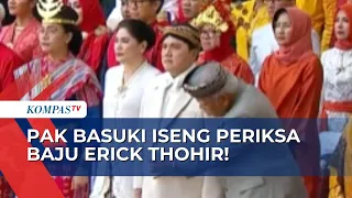 Tertangkap Kamera! Menteri PUPR Basuki Periksa Pakaian Erick Thohir di Upacara HUT ke-78 RI