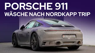 Handwäsche nach 8.000km Nordkapp-Trip für Porsche 911 992 Carrera 4 GTS in PTS Viola Metallic