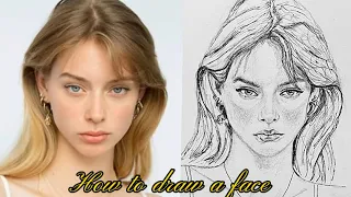 Loomis Method Portrait Face:How to Draw a Face Frontal View For beginners tutorial