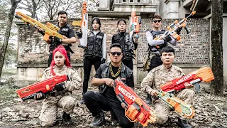 LTT Game Nerf War : Container Battlefield Warriors SEAL X Nerf Guns Fight Crime Group Boss Mr Close