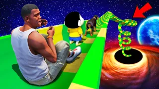 SHINCHAN AND FRANKLIN TRIED THE IMPOSSIBLE WATER SLIDE FROM SPACE TO BLACKHOLE CHALLENGE GTA 5