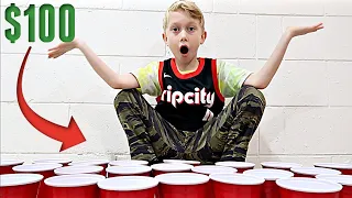 30 trick shot cups...only ONE Lets You Win $100 | Match Up