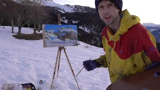 Painting a landscape 'en plein air' in the mountains.