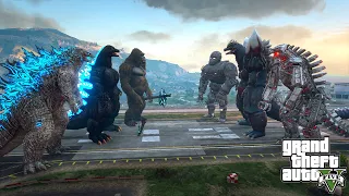 Godzilla, Heisei Godzilla and Kong vs Mechagodzilla, Mechani Kong and Space Godzilla - GTA V Mods